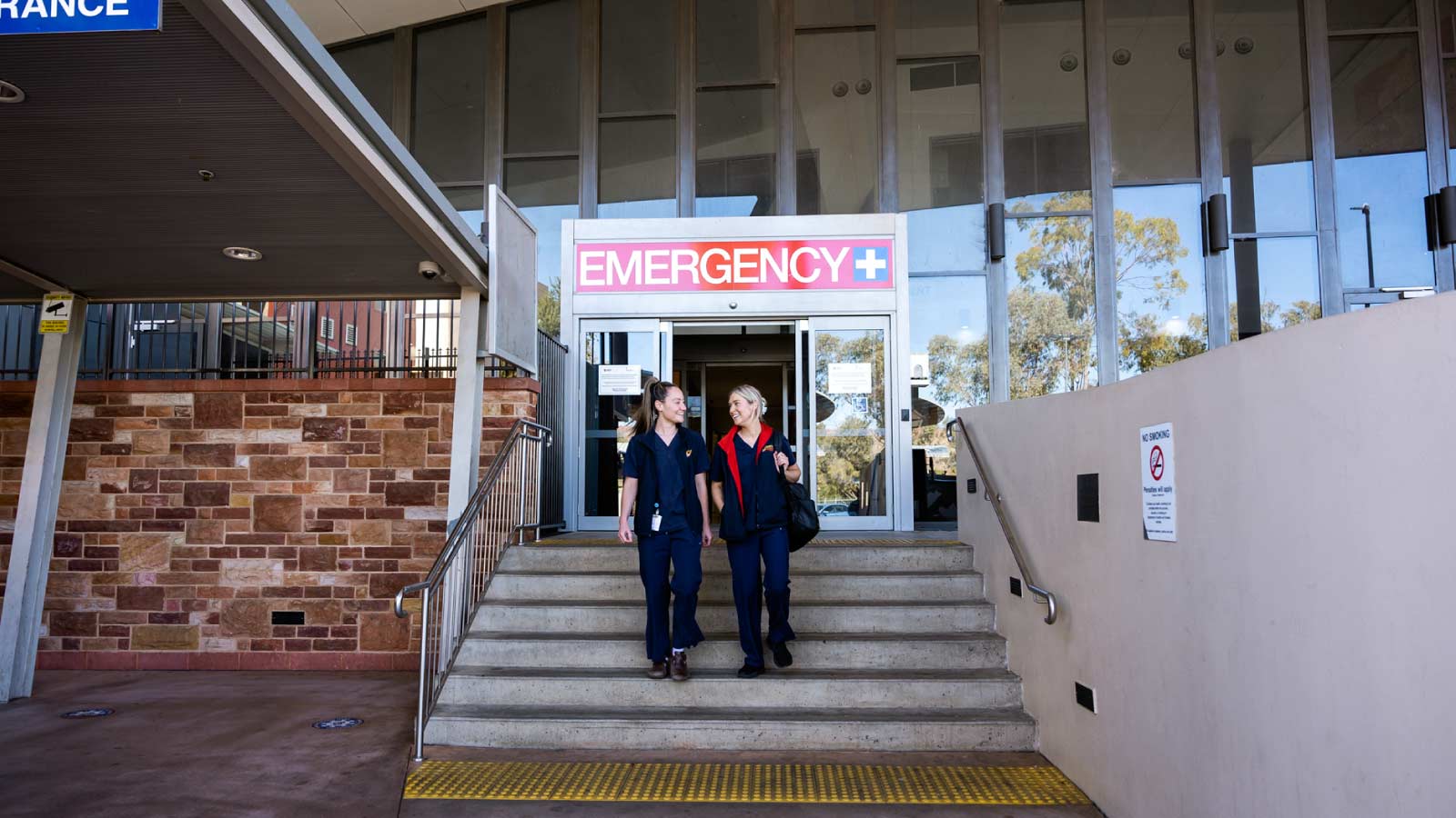 Nurses leaving the emergency department at Alice Springs in the NT