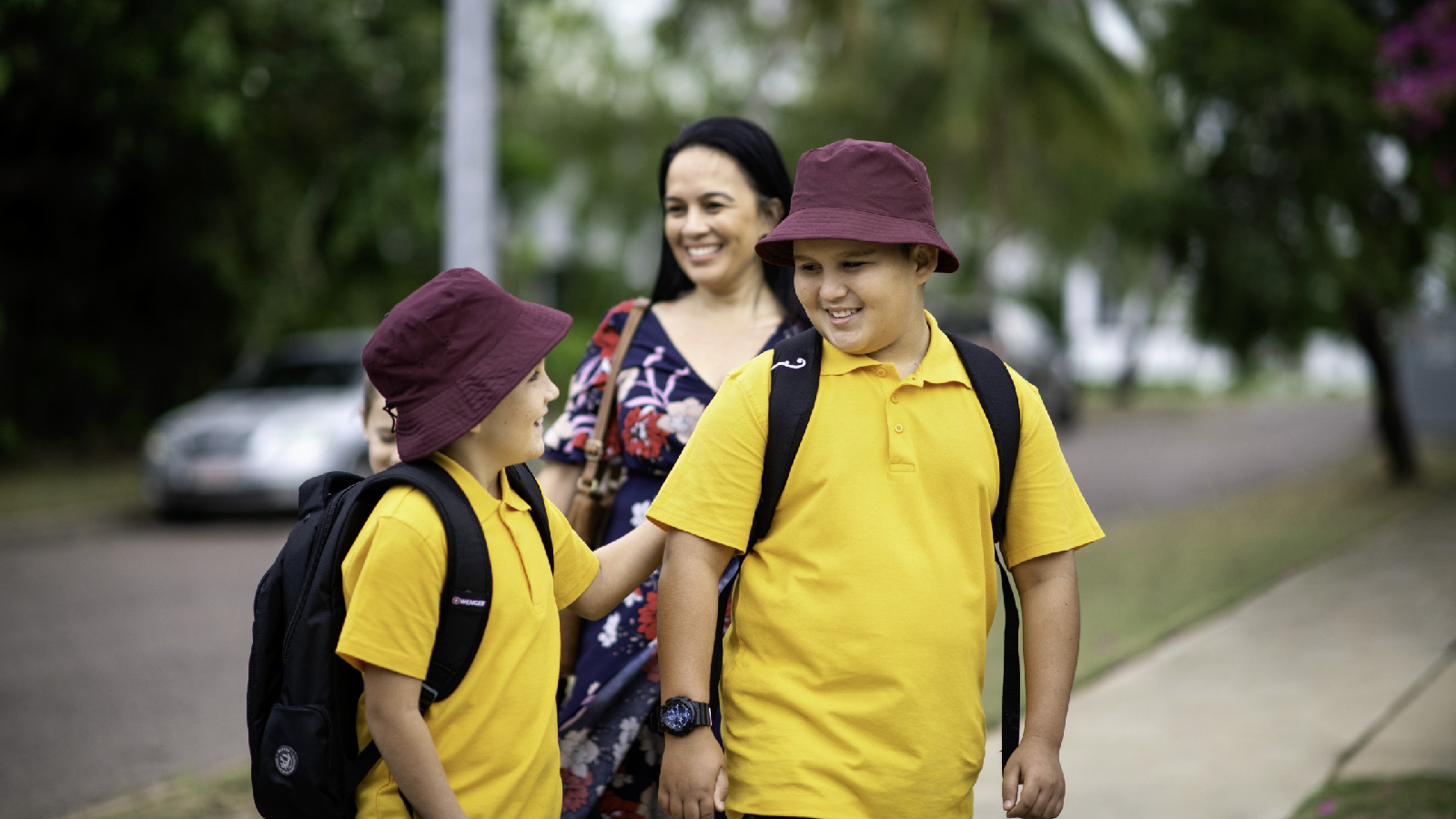 Primary school kids going to school in the NT