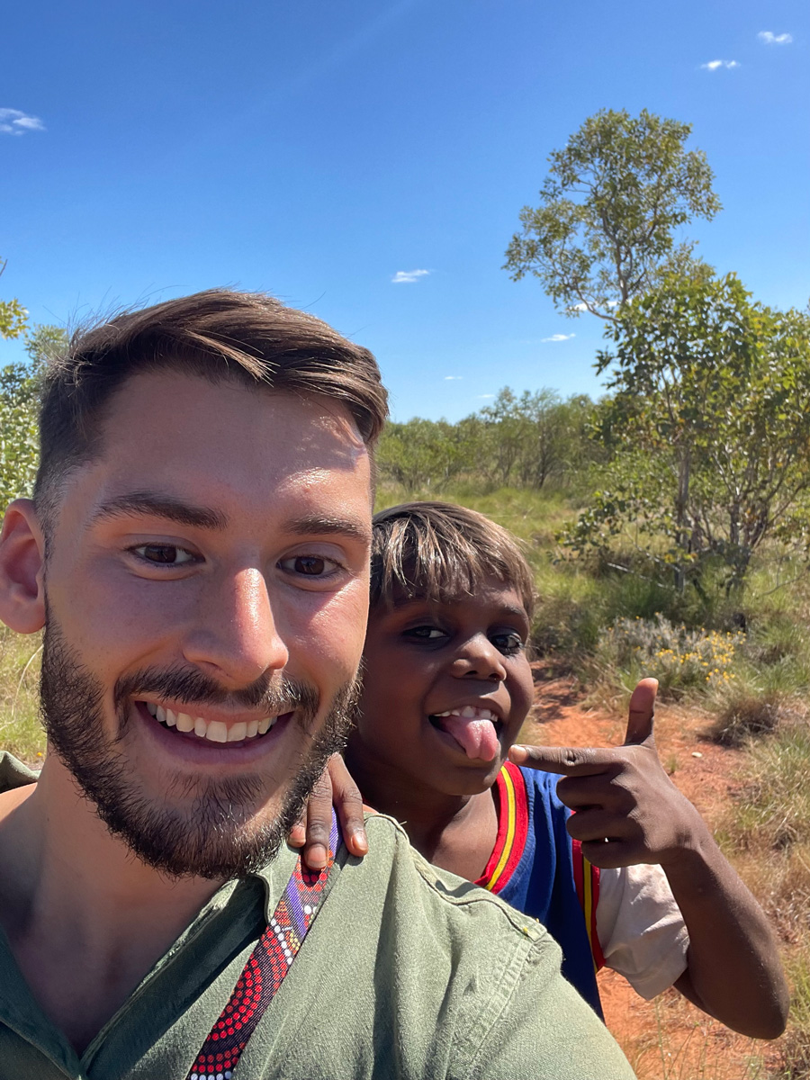 teacher and student smiling