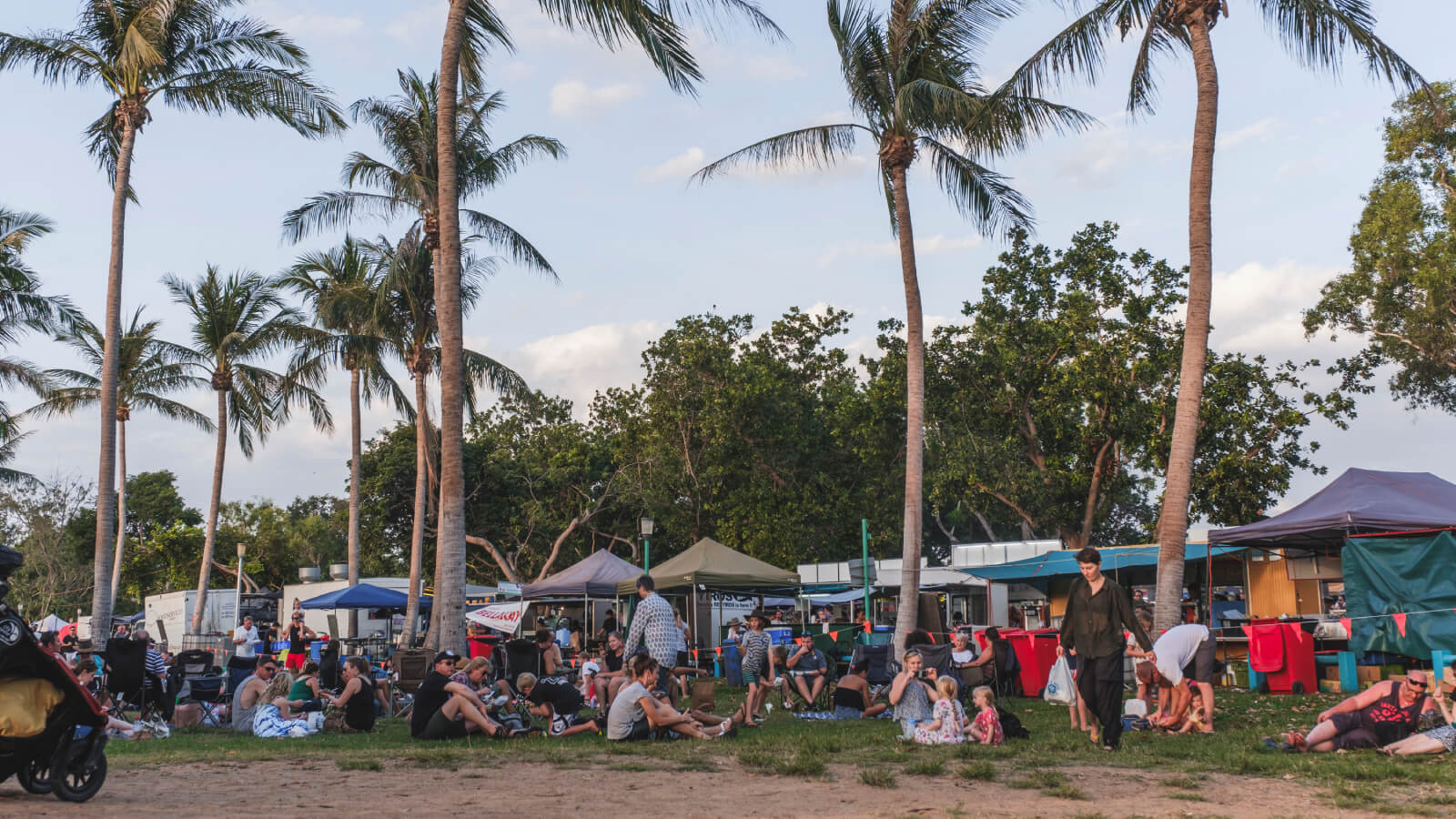 People relaxing at Mindil Markets Darwin, NT Australia