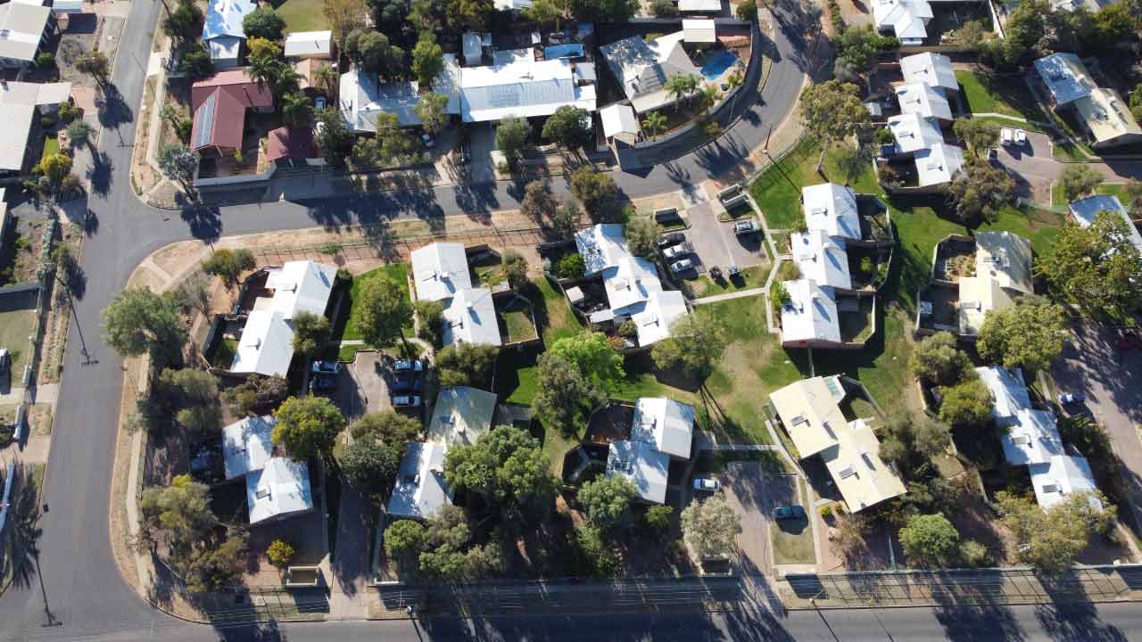 Aerial of homes in Alice Springs, Northern Territory