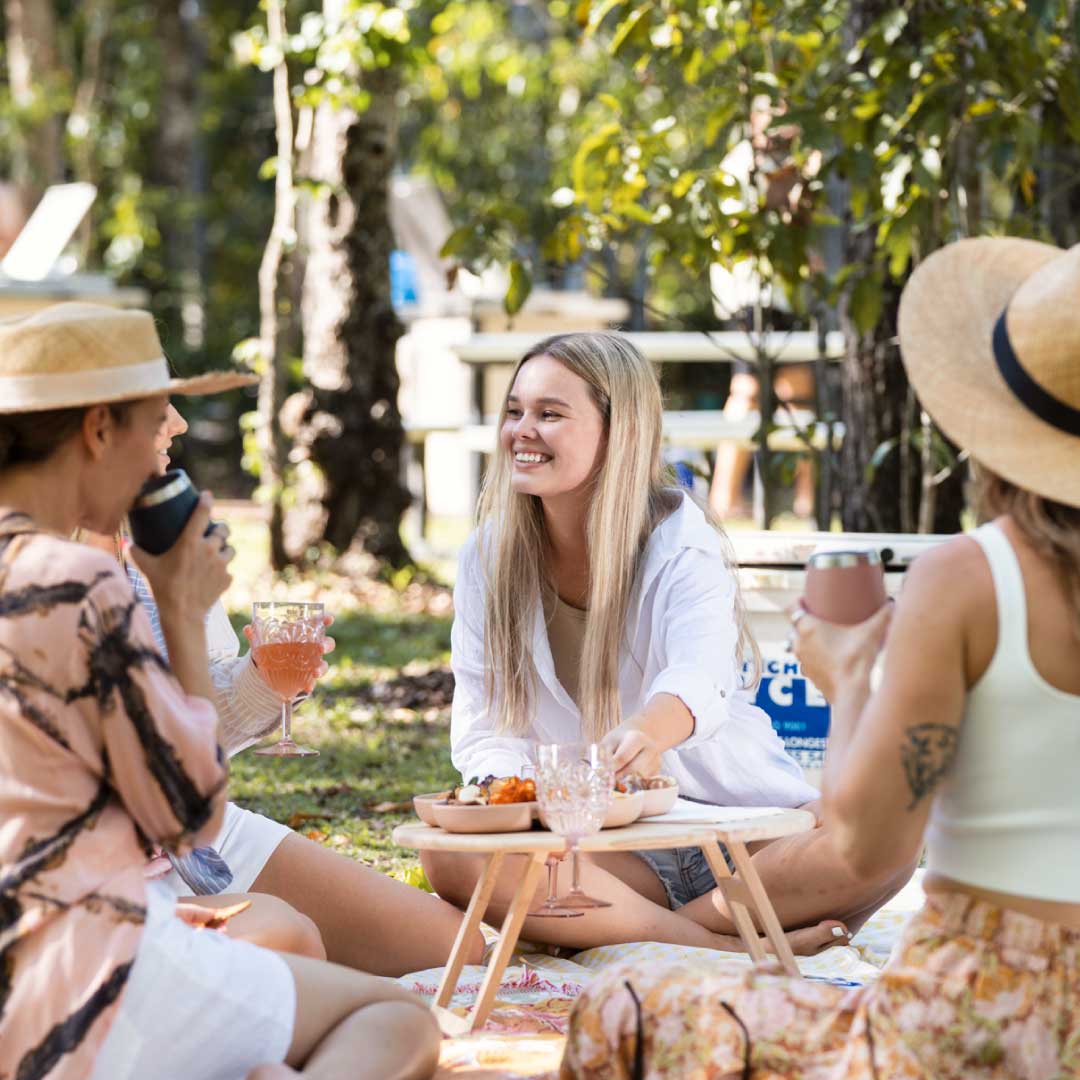 Friends having picnic at Berry Springs Nature Park in the NT