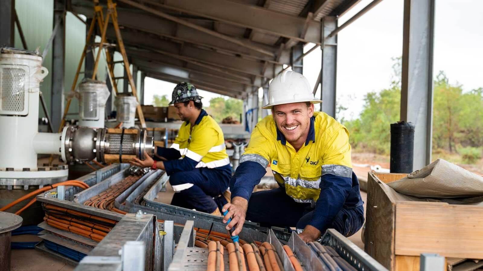 Two workers doing Electrical in the NT