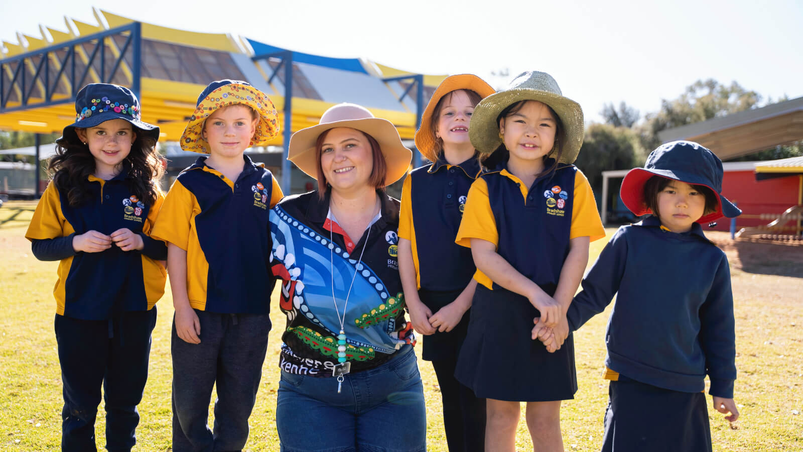 Alice Springs teacher and students outside