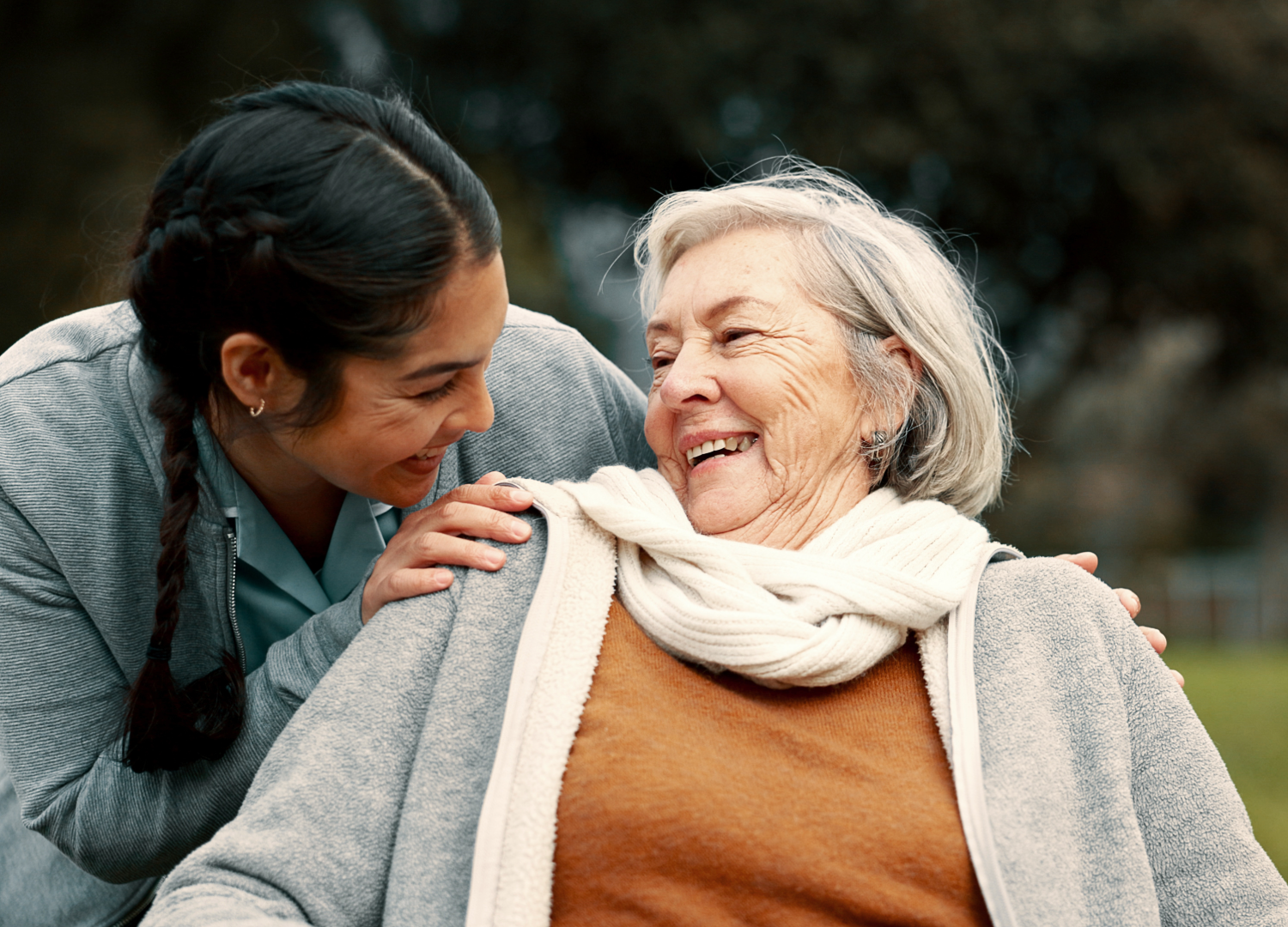 Support Worker laughing with client