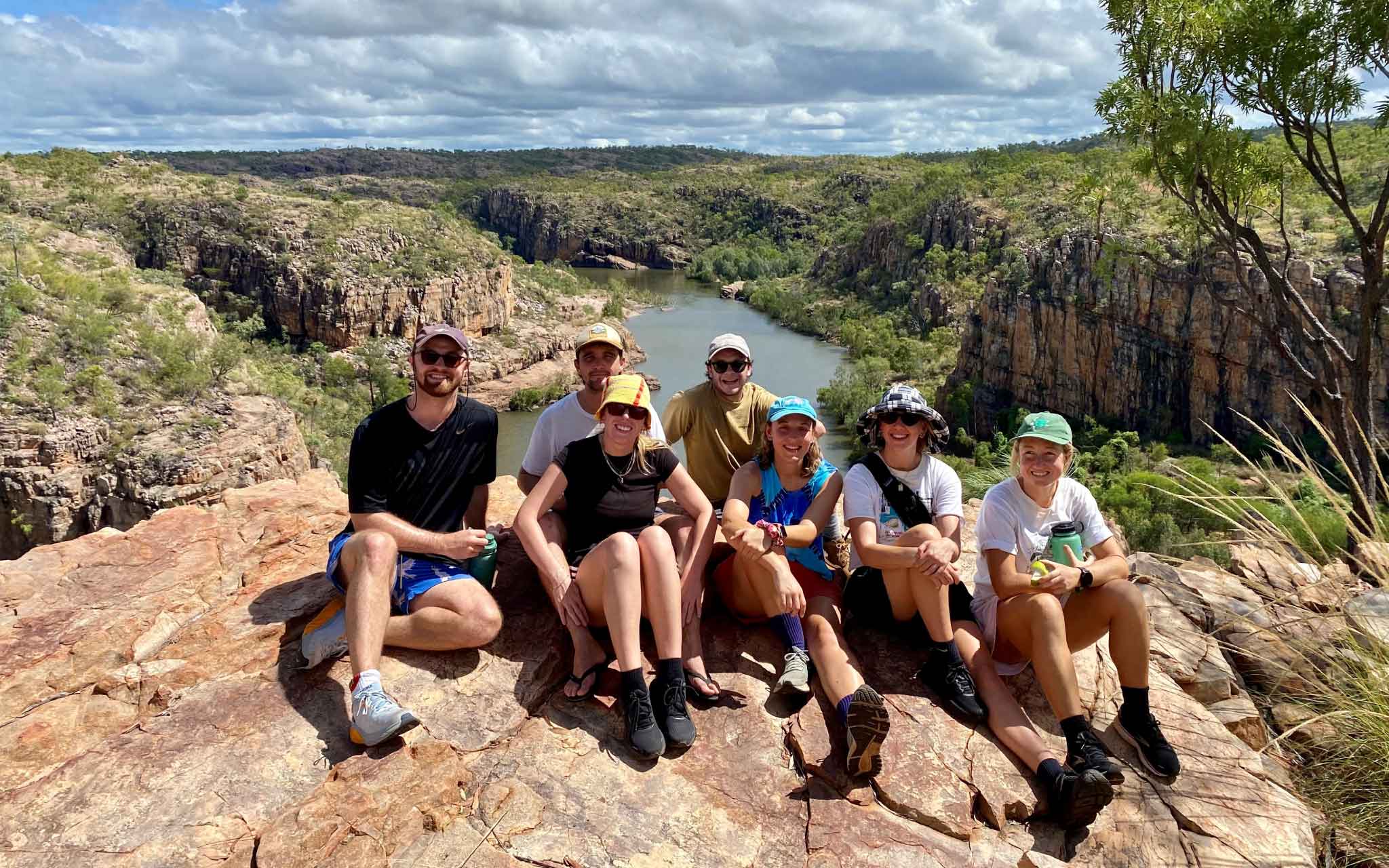 Maddy with friends atop gorge river lookout