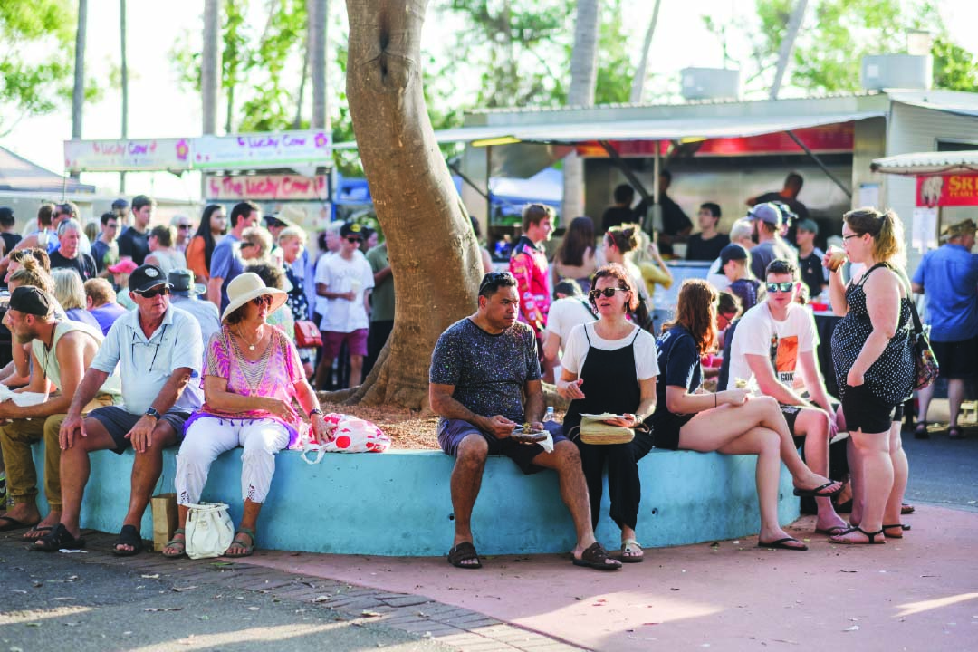 Crowd of people at Mindil markets in Darwin